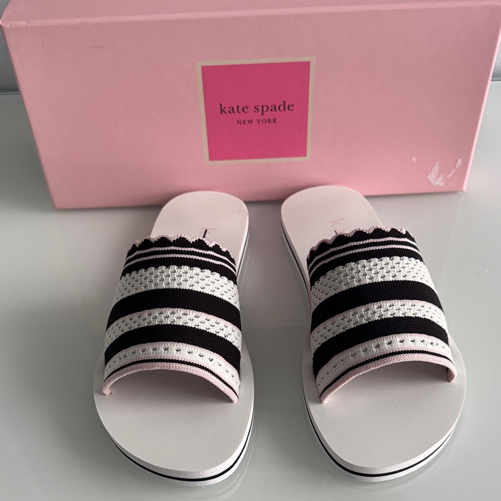 Kate Spade Striped Womens Sandals in Black and White